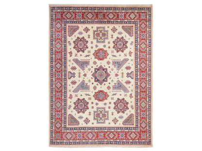 Kazak Kazak hand-knotted wool rug in Ivory & Red, 8'8" x 12' — SKU O078777