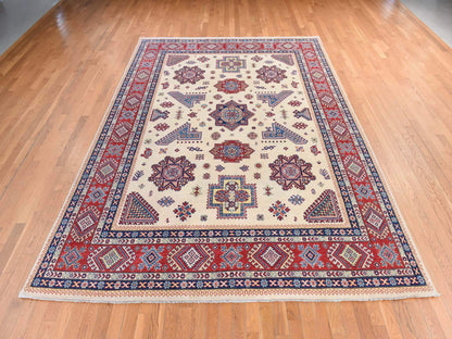 Kazak Kazak hand-knotted wool rug in Ivory & Red, 8'8" x 12' — SKU O078777 (view 2)