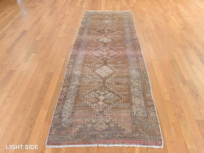 Shiraz Vintage hand-knotted wool runner in Brown & Gray, 3'3" x 9'8" — SKU O078778 (view 3)