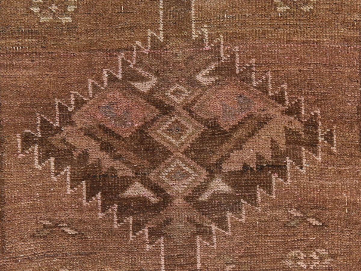 Shiraz Vintage hand-knotted wool runner in Brown & Gray, 3'3" x 9'8" — SKU O078778 (view 4)