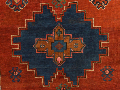 Kazak Antique hand-knotted wool rug in Red & Blue, 4'9" x 8'3" — SKU O078779 (view 4)