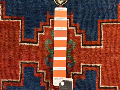 Kazak Antique hand-knotted wool rug in Red & Blue, 4'9" x 8'3" — SKU O078779 (view 5)