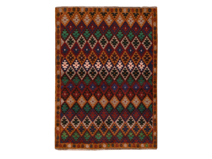 Tribal hand-knotted wool rug in Red, 4'1" x 5'9", SKU O078780