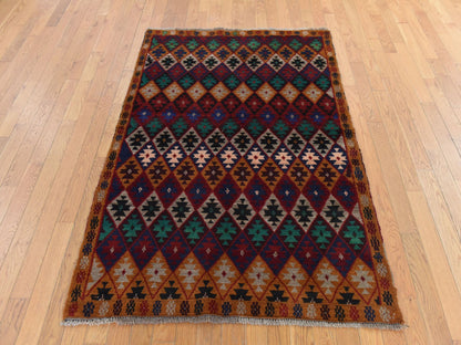 Tribal hand-knotted wool rug in Red, 4'1" x 5'9", SKU O078780