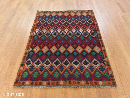 Tribal hand-knotted wool rug in Red, 4'1" x 5'9", SKU O078780