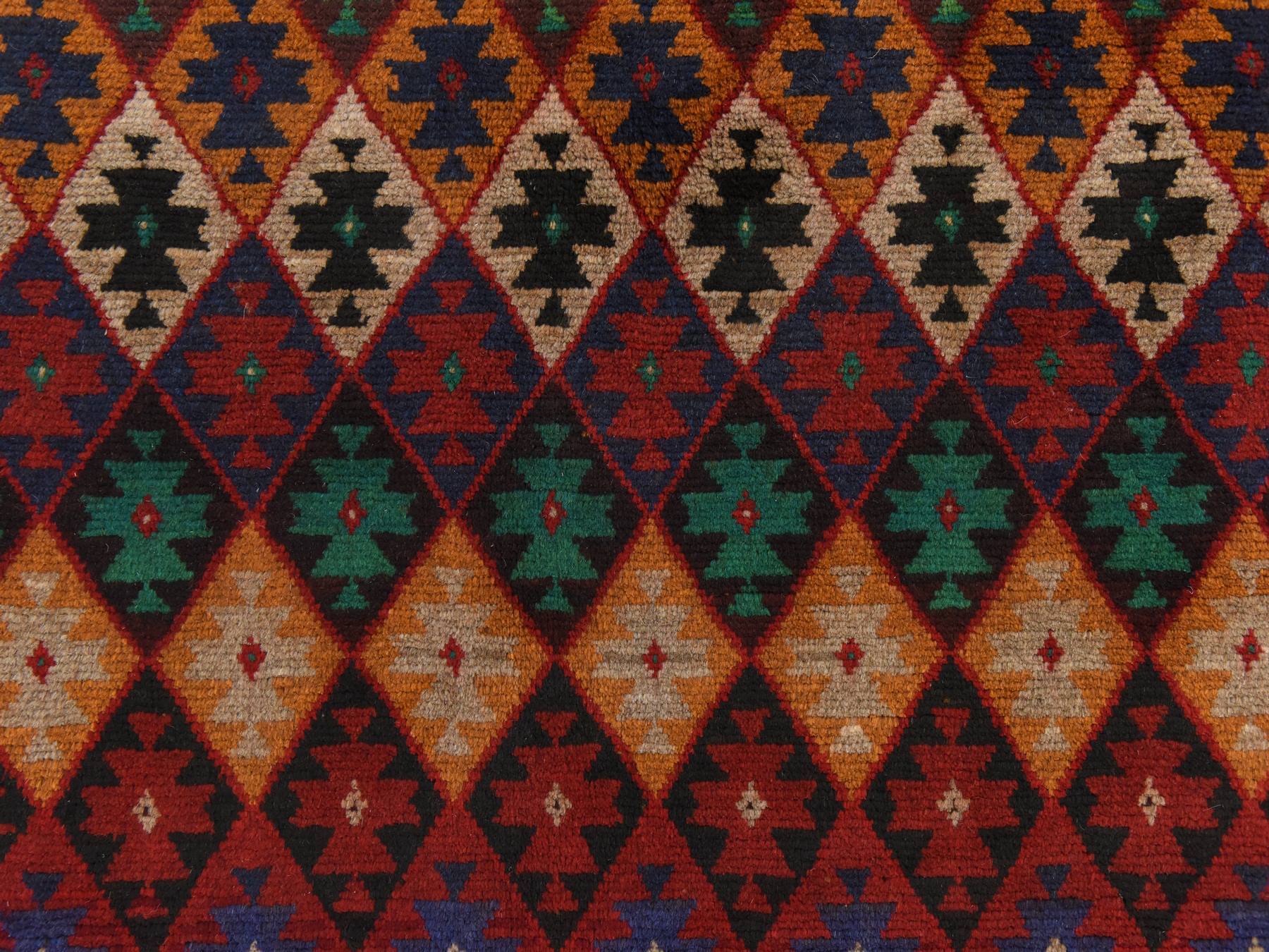 Tribal hand-knotted wool rug in Red, 4'1" x 5'9", SKU O078780