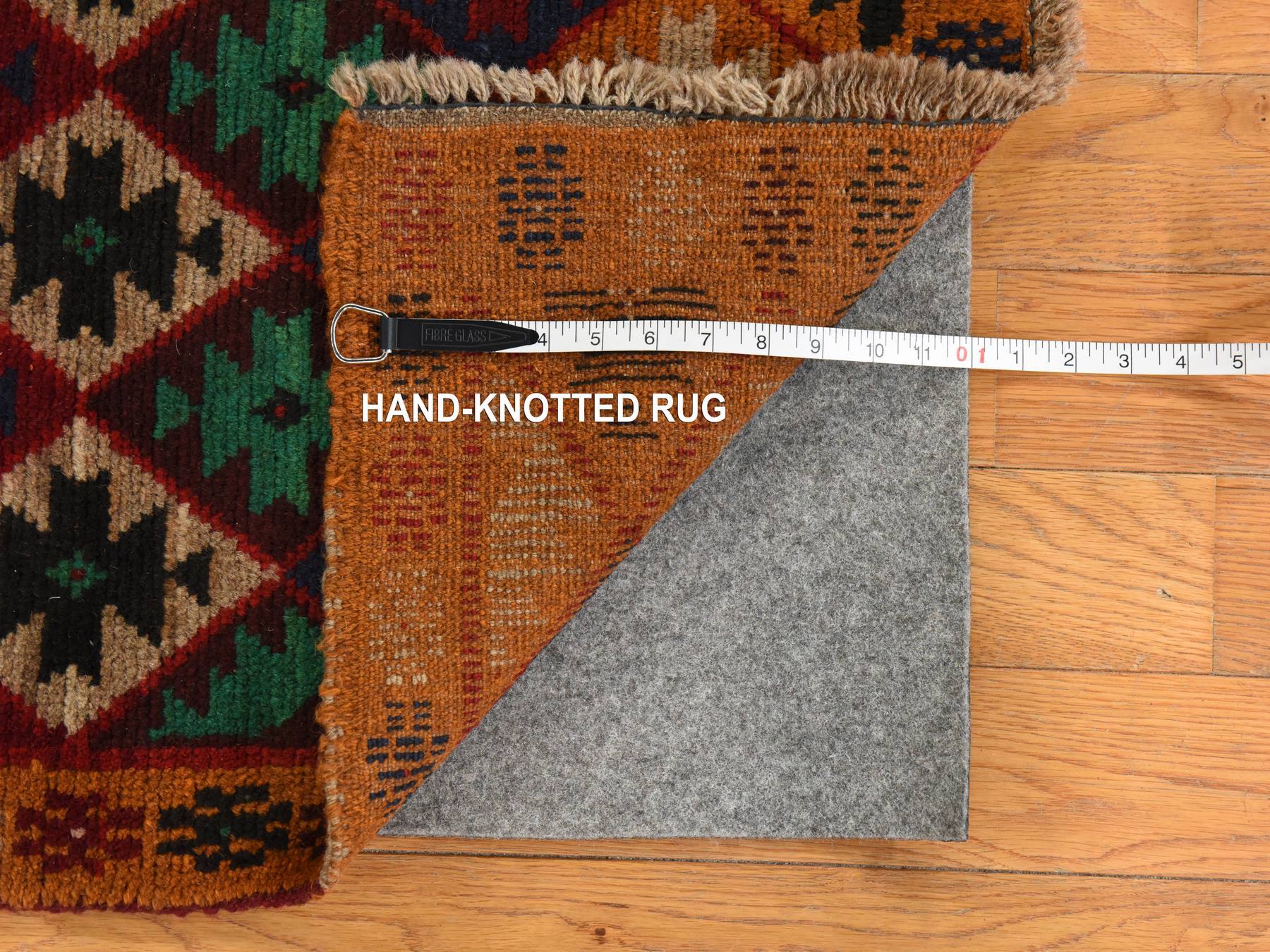 Tribal hand-knotted wool rug in Red, 4'1" x 5'9", SKU O078780