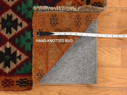 Tribal hand-knotted wool rug in Red, 4'1" x 5'9", SKU O078780