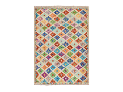 Baluch Tribal & Geometric hand-knotted wool rug in Ivory, 3'6" x 4'10" — SKU O078781
