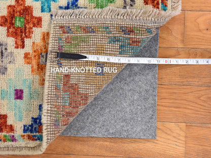 Baluch Tribal & Geometric hand-knotted wool rug in Ivory, 3'6" x 4'10" — SKU O078781 (view 6)
