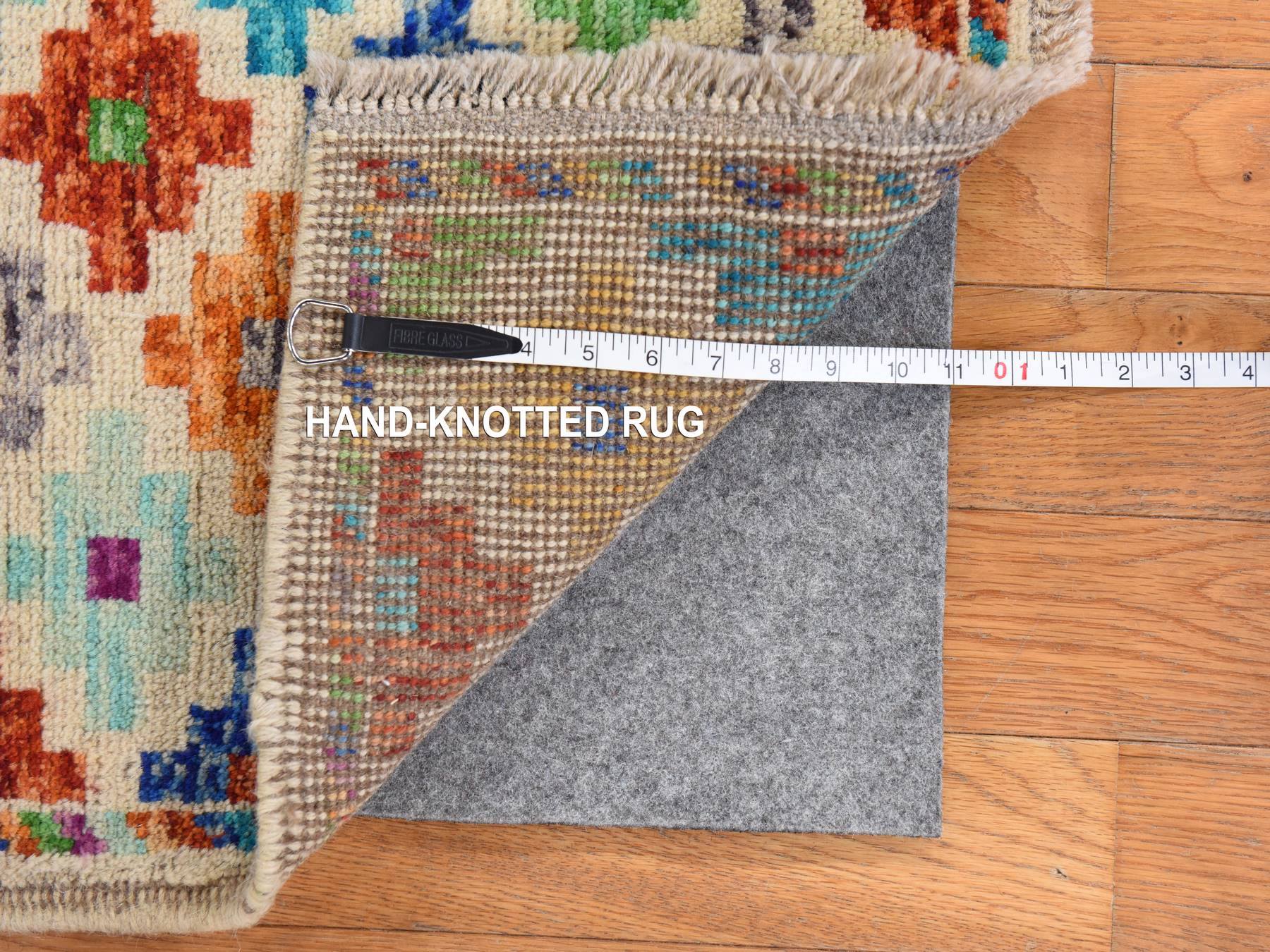Tribal hand-knotted wool rug in Ivory, 3'6" x 4'10", SKU O078781