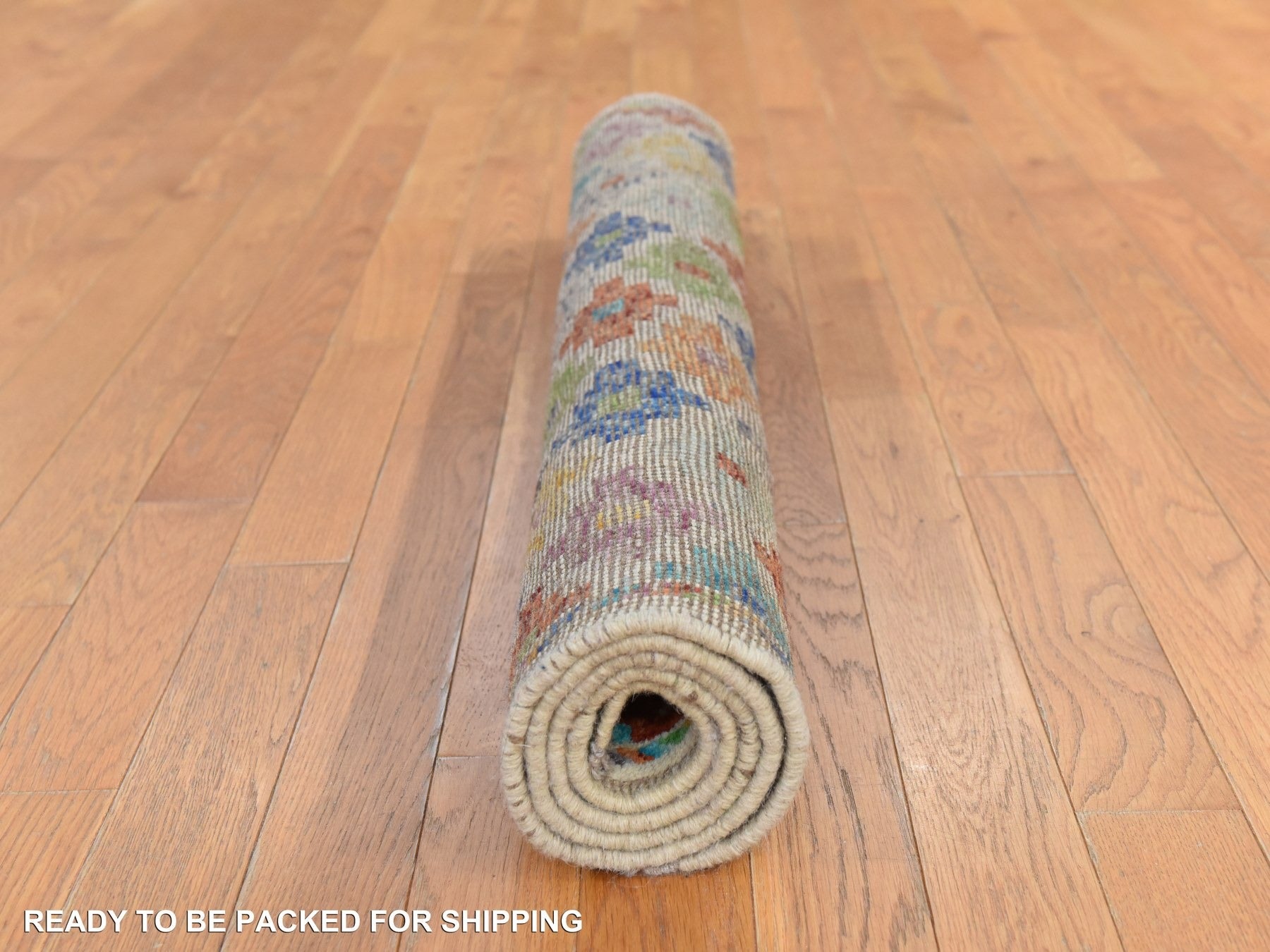 Tribal hand-knotted wool rug in Ivory, 3'6" x 4'10", SKU O078781