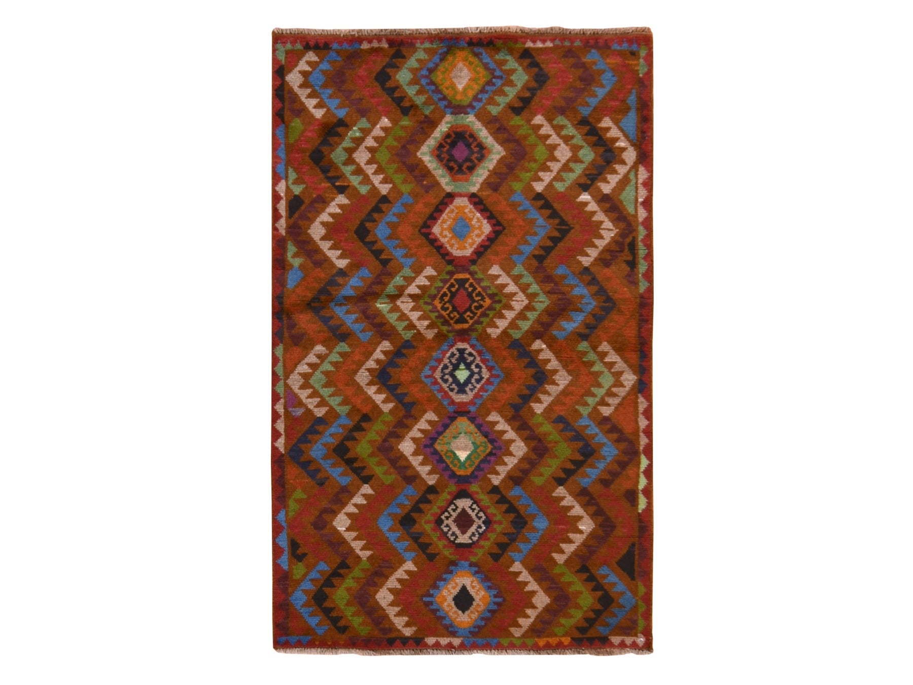 Baluch Tribal & Geometric hand-knotted wool rug in Brown, 3'9" x 6' — SKU O078782
