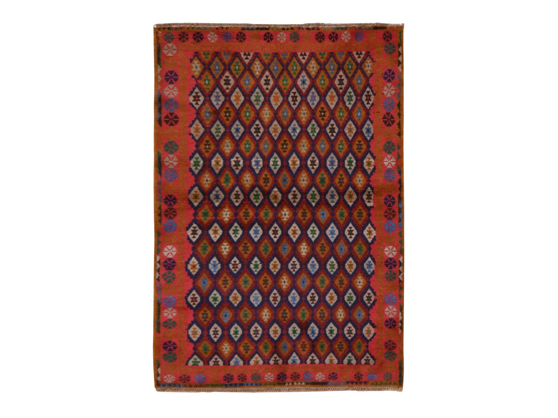Baluch Tribal & Geometric hand-knotted wool rug in Red, 4' x 6'1" — SKU O078783
