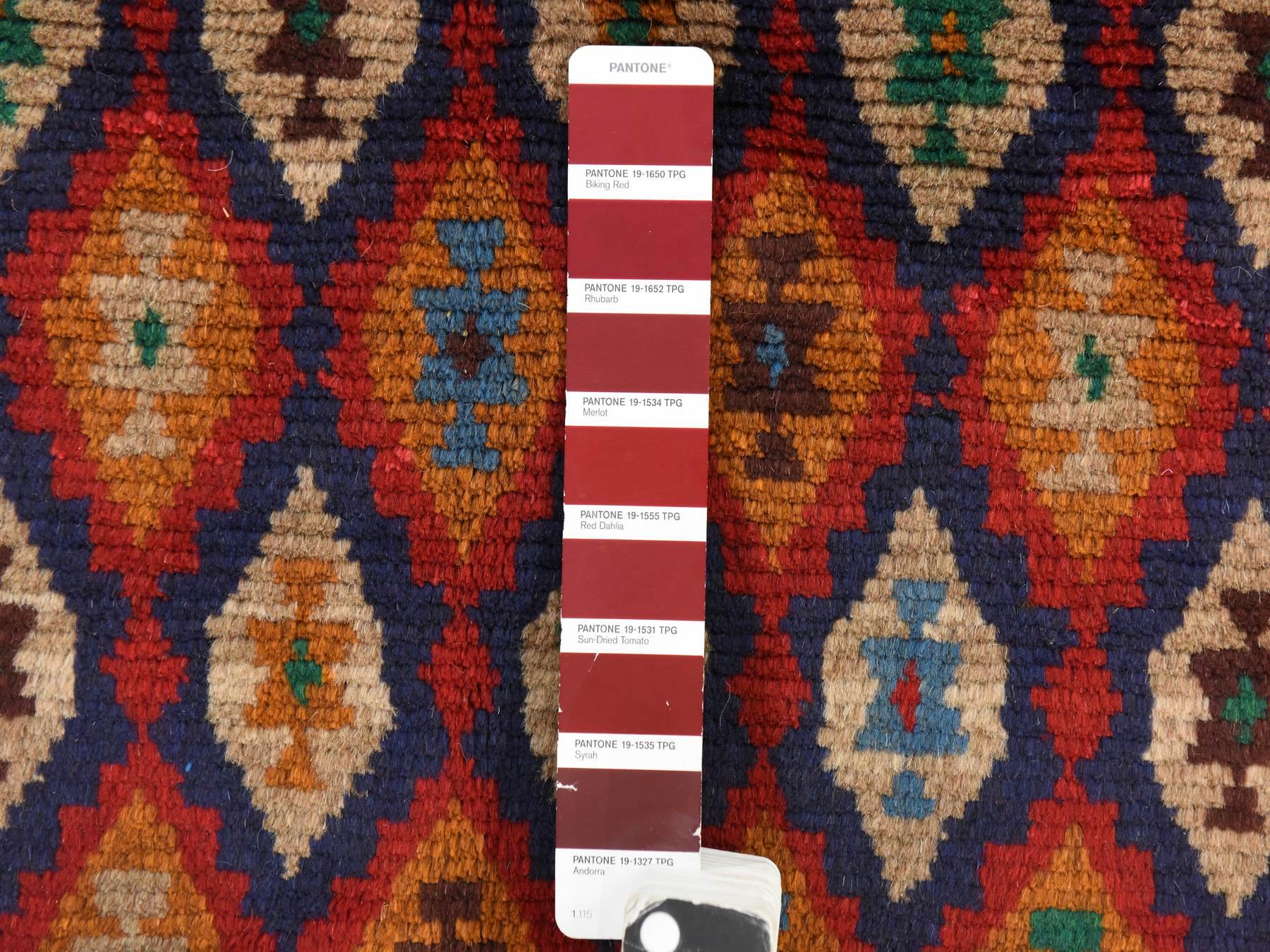 Tribal hand-knotted wool rug in Red, 4'0" x 6'1", SKU O078783
