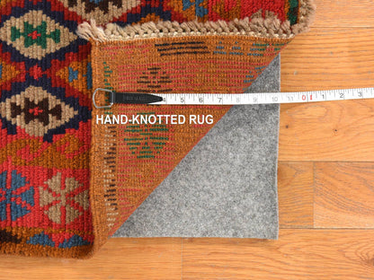 Tribal hand-knotted wool rug in Red, 4'0" x 6'1", SKU O078783