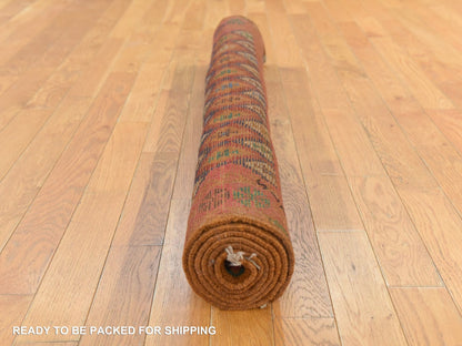 Tribal hand-knotted wool rug in Red, 4'0" x 6'1", SKU O078783