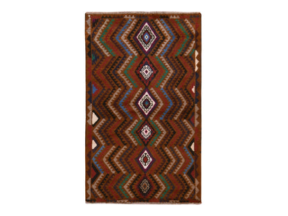 Tribal hand-knotted wool rug in Brown, 3'7" x 6'1", SKU O078784