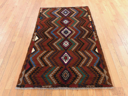 Tribal hand-knotted wool rug in Brown, 3'7" x 6'1", SKU O078784