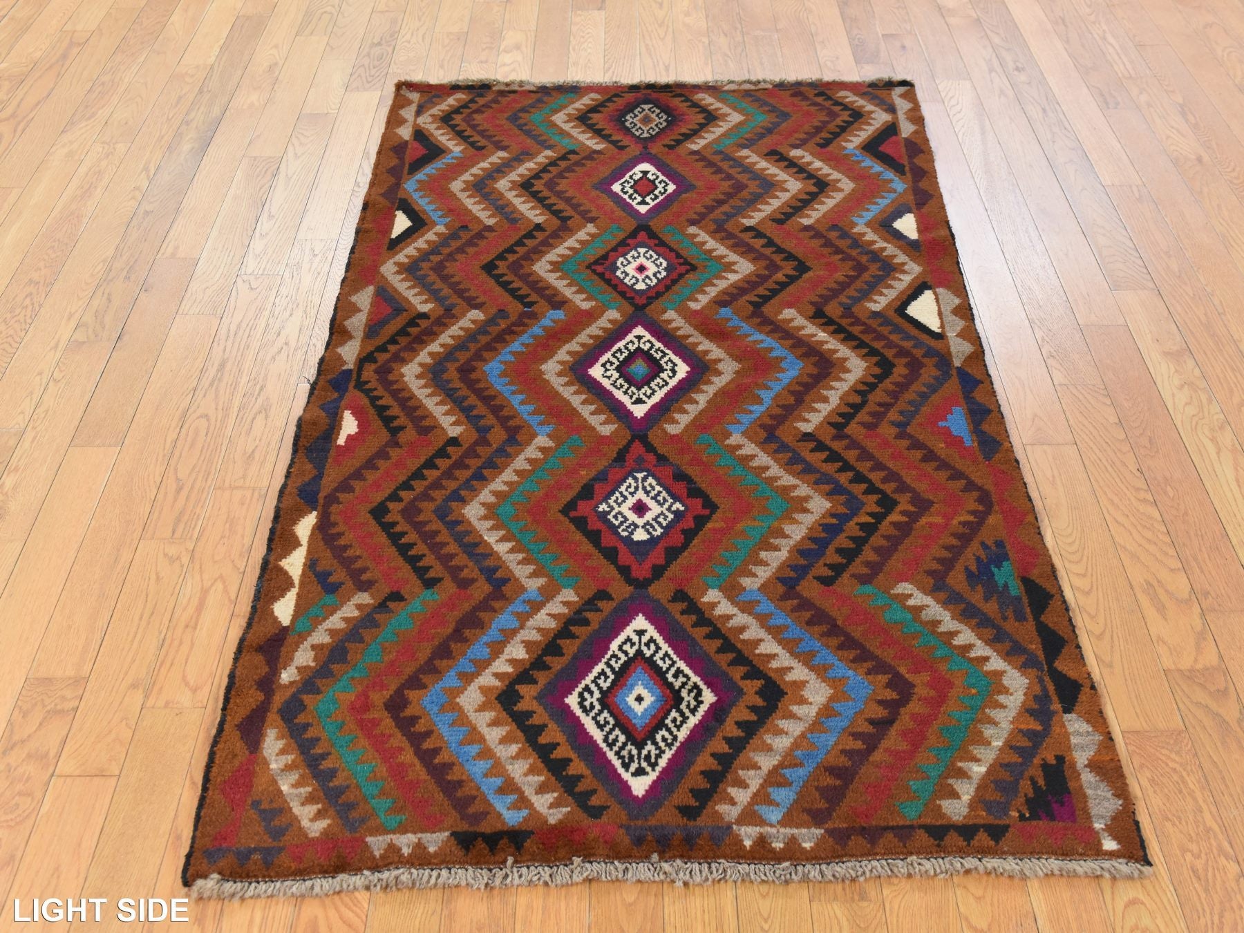 Tribal hand-knotted wool rug in Brown, 3'7" x 6'1", SKU O078784