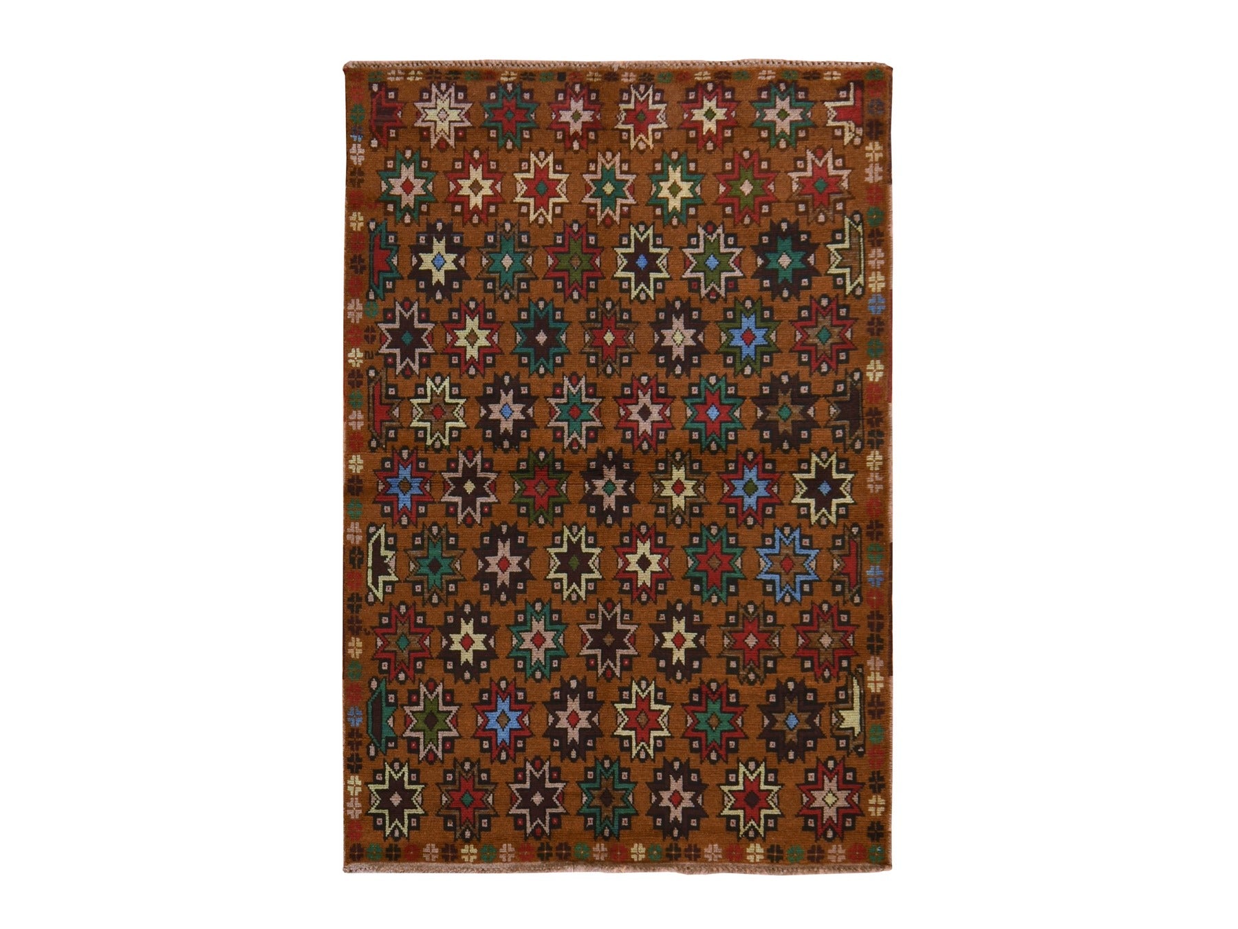 Baluch Tribal & Geometric hand-knotted wool rug in Brown, 4'1" x 6'1" — SKU O078785