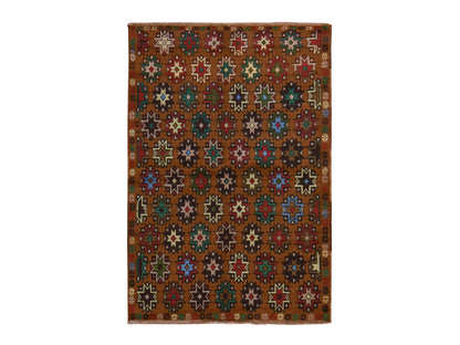 Baluch Tribal & Geometric hand-knotted wool rug in Brown, 4'1" x 6'1" — SKU O078785