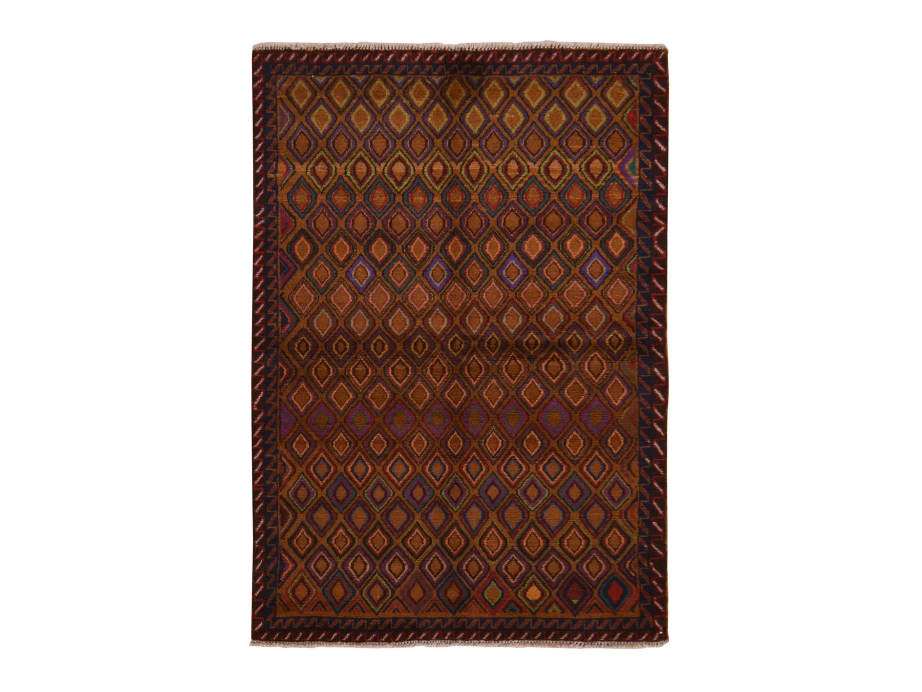 Tribal hand-knotted wool rug in Brown, 4'3" x 6'2", SKU O078786