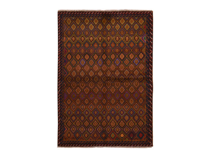 Tribal hand-knotted wool rug in Brown, 4'3" x 6'2", SKU O078786