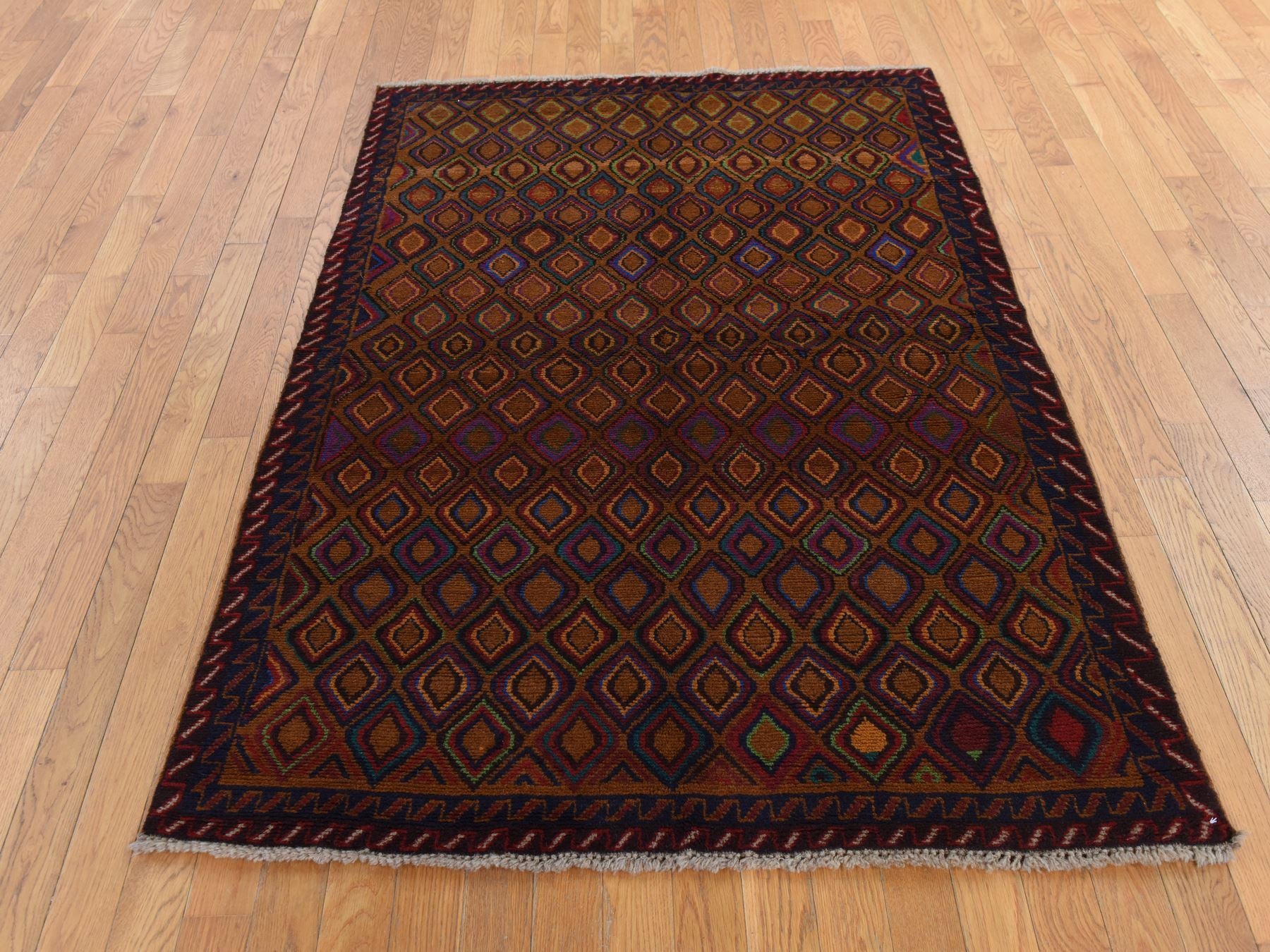 Tribal hand-knotted wool rug in Brown, 4'3" x 6'2", SKU O078786