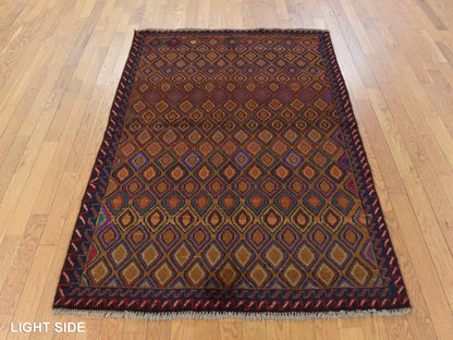 Tribal hand-knotted wool rug in Brown, 4'3" x 6'2", SKU O078786
