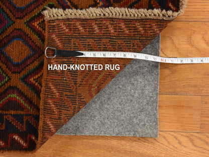 Tribal hand-knotted wool rug in Brown, 4'3" x 6'2", SKU O078786