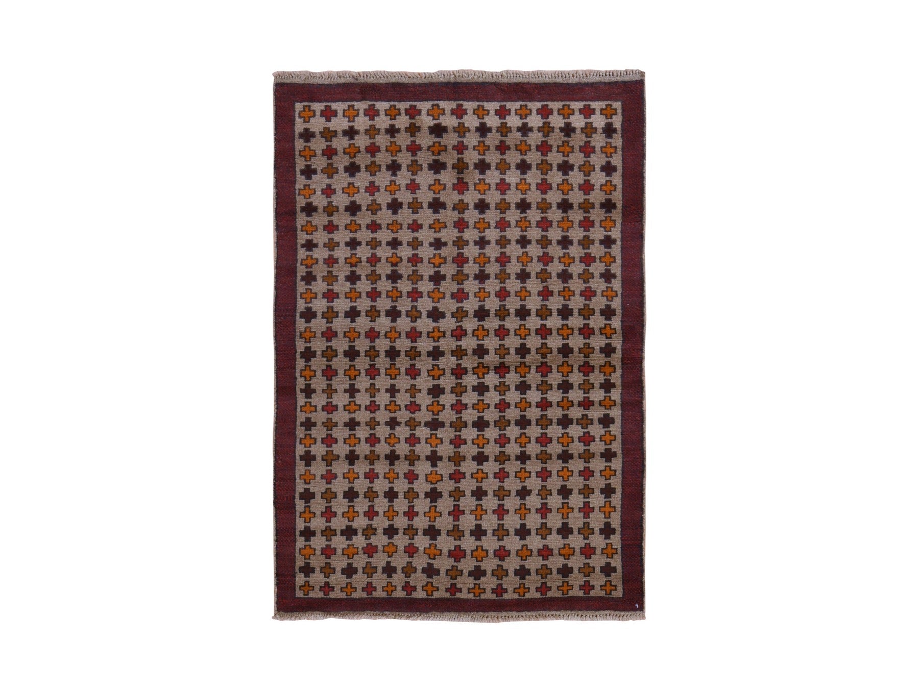 Tribal hand-knotted wool rug in Beige, 4'0" x 5'8", SKU O078787