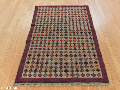 Baluch Tribal & Geometric hand-knotted wool rug in Beige & Brown, 4' x 5'8" — SKU O078787 (view 3)
