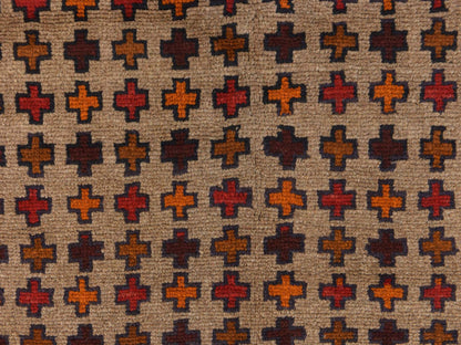 Baluch Tribal & Geometric hand-knotted wool rug in Beige & Brown, 4' x 5'8" — SKU O078787 (view 4)