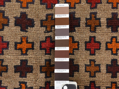 Baluch Tribal & Geometric hand-knotted wool rug in Beige & Brown, 4' x 5'8" — SKU O078787 (view 5)
