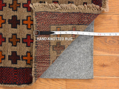 Baluch Tribal & Geometric hand-knotted wool rug in Beige & Brown, 4' x 5'8" — SKU O078787 (view 6)