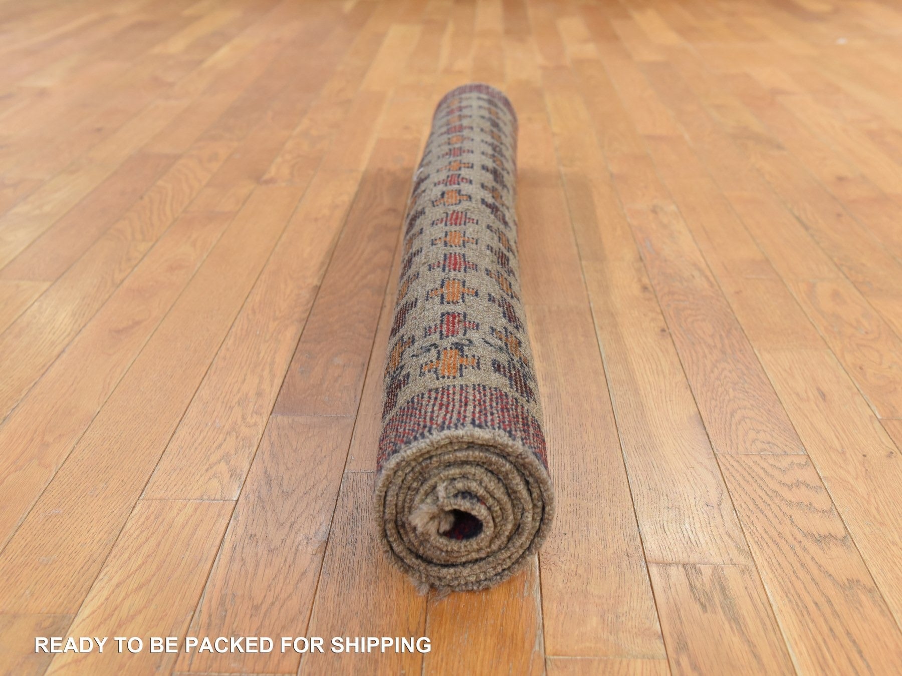 Baluch Tribal & Geometric hand-knotted wool rug in Beige & Brown, 4' x 5'8" — SKU O078787 (view 8)