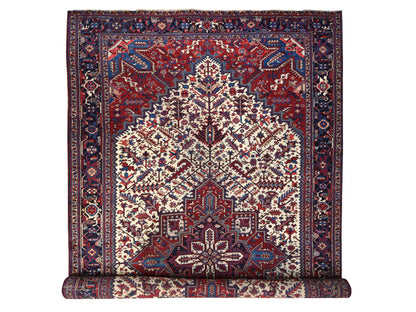 Persian Heriz hand-knotted wool rug in Ivory, 10'10" x 19'3", SKU O078789