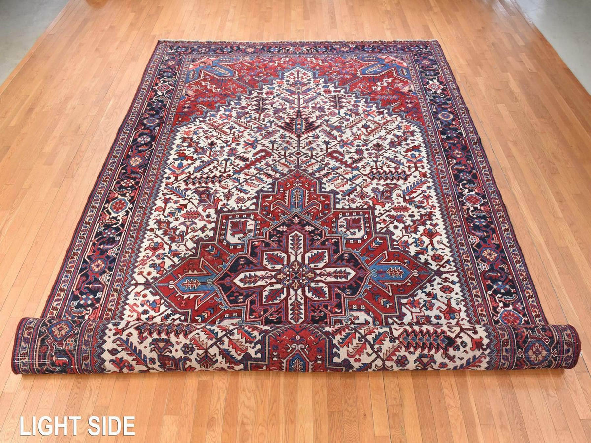 Persian Heriz hand-knotted wool rug in Ivory, 10'10" x 19'3", SKU O078789 (view 3)