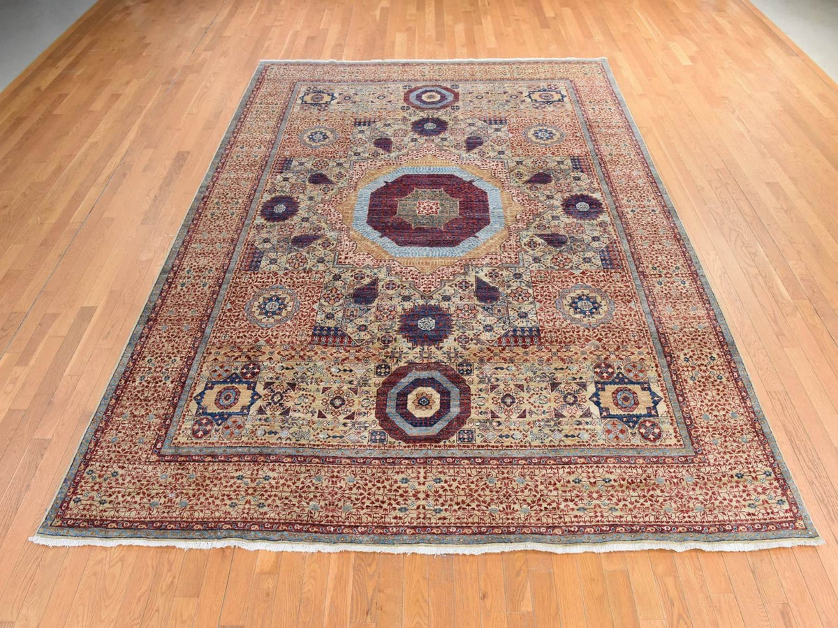 Mamluk Mamluk hand-knotted wool rug in Yellow, 9' x 12', SKU O078790 (view 2)
