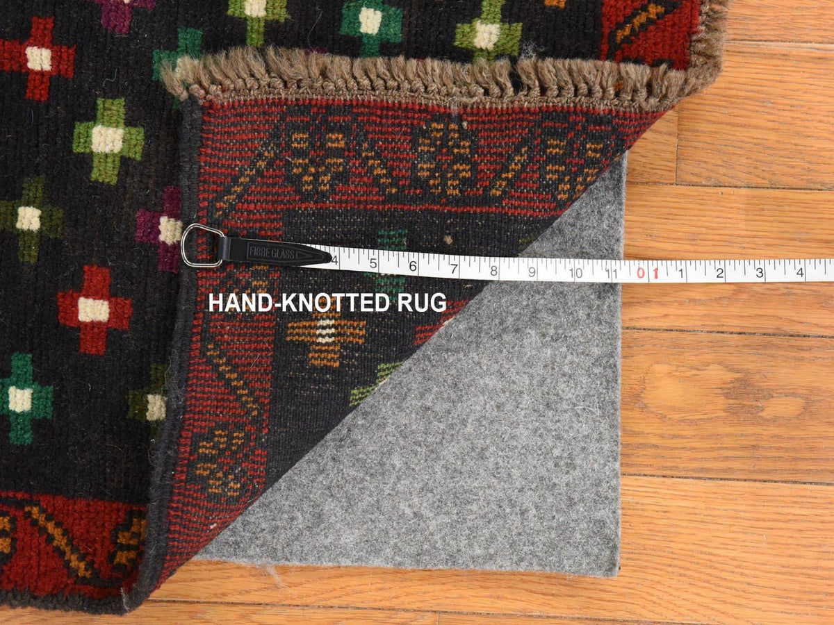 Baluch Tribal hand-knotted wool rug in Black, 4'3" x 6', SKU O078791 (view 6)