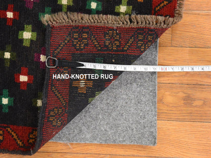 Baluch Tribal hand-knotted wool rug in Black, 4'3" x 6', SKU O078791 (view 6)