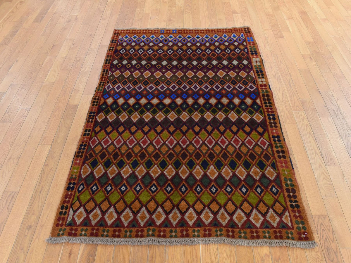 Baluch Tribal hand-knotted wool rug in Brown, 4'3" x 6', SKU O078792 (view 2)