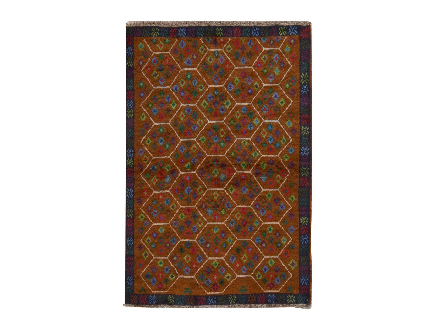 Baluch Tribal hand-knotted wool rug in Brown, 4' x 6', SKU O078793