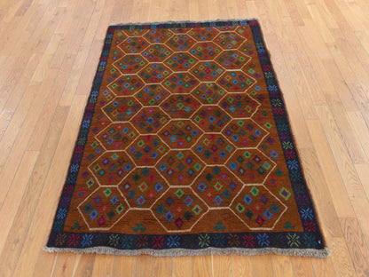 Baluch Tribal hand-knotted wool rug in Brown, 4' x 6', SKU O078793 (view 2)