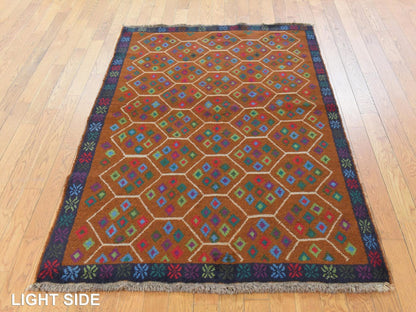 Baluch Tribal hand-knotted wool rug in Brown, 4' x 6', SKU O078793 (view 3)