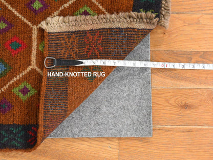 Baluch Tribal hand-knotted wool rug in Brown, 4' x 6', SKU O078793 (view 6)