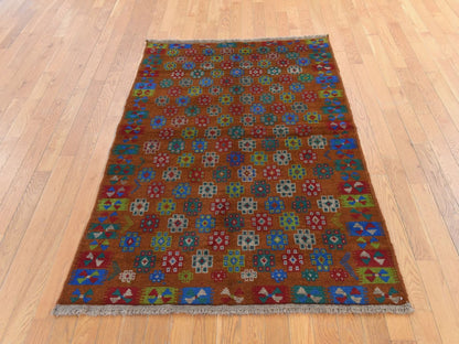 Baluch Tribal hand-knotted wool rug in Brown, 4'1" x 5'9", SKU O078795 (view 2)