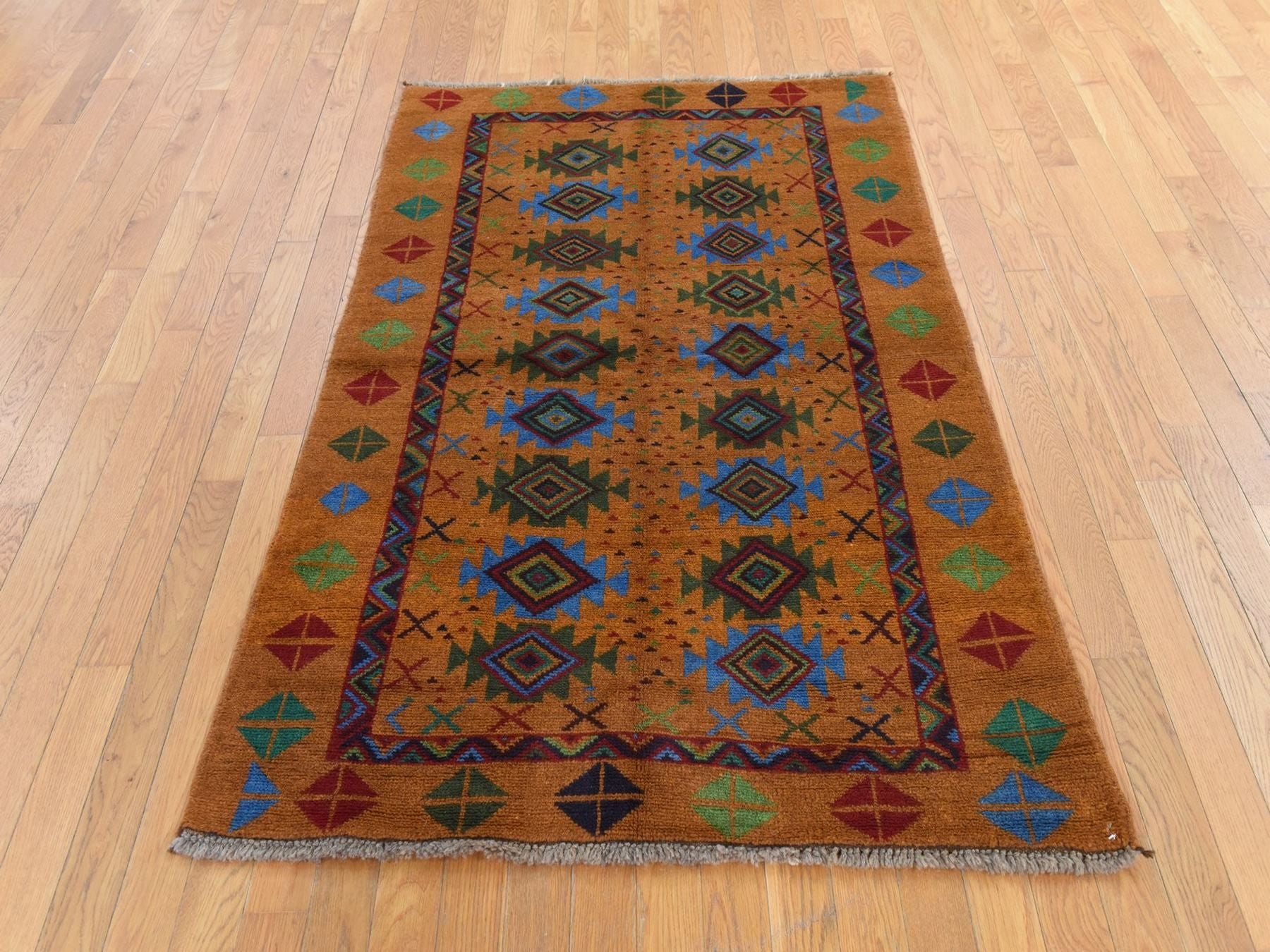 Baluch Tribal hand-knotted wool rug in Brown, 4' x 6'1", SKU O078797 (view 2)
