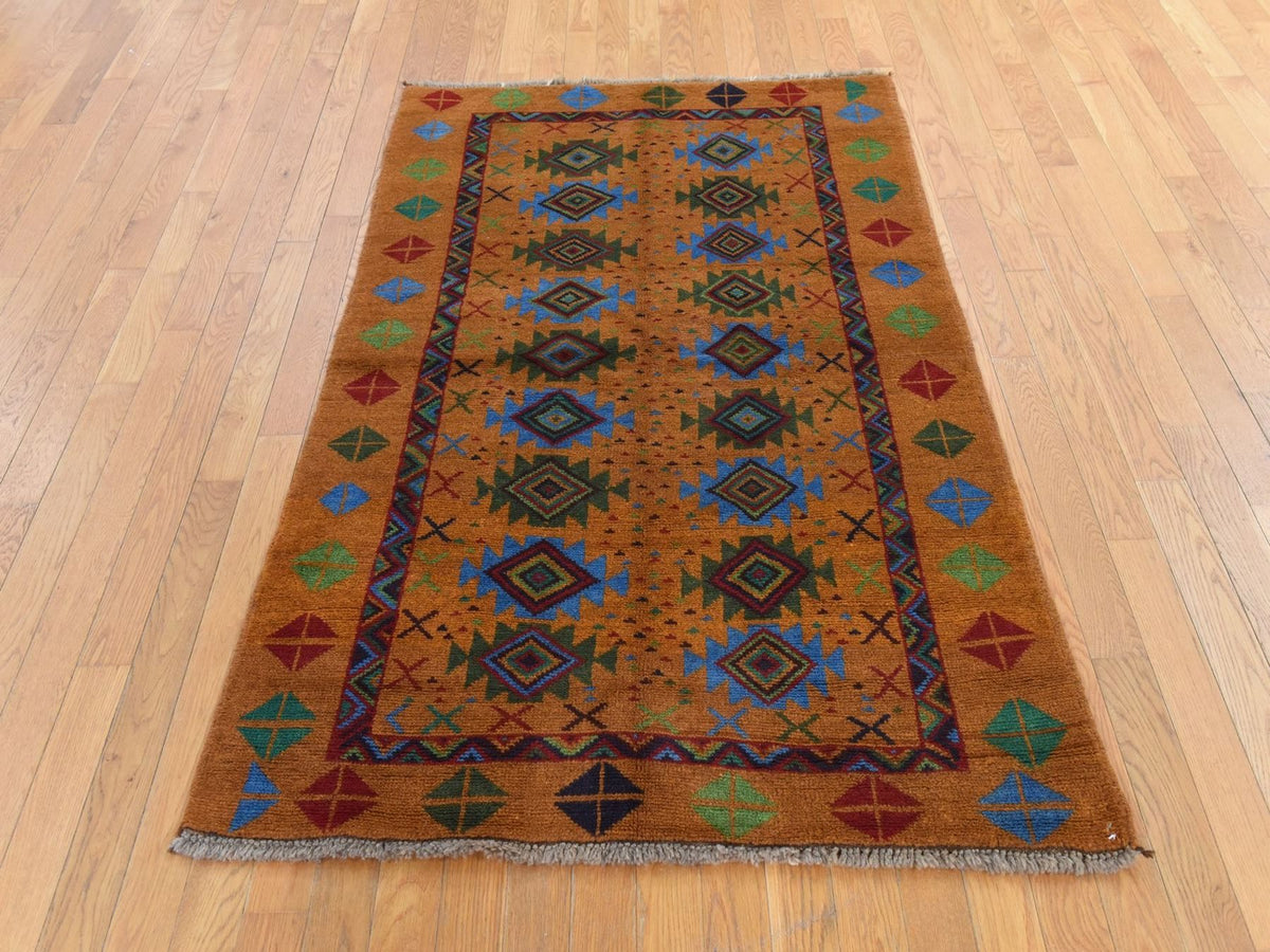 Baluch Tribal hand-knotted wool rug in Brown, 4' x 6'1", SKU O078797 (view 2)